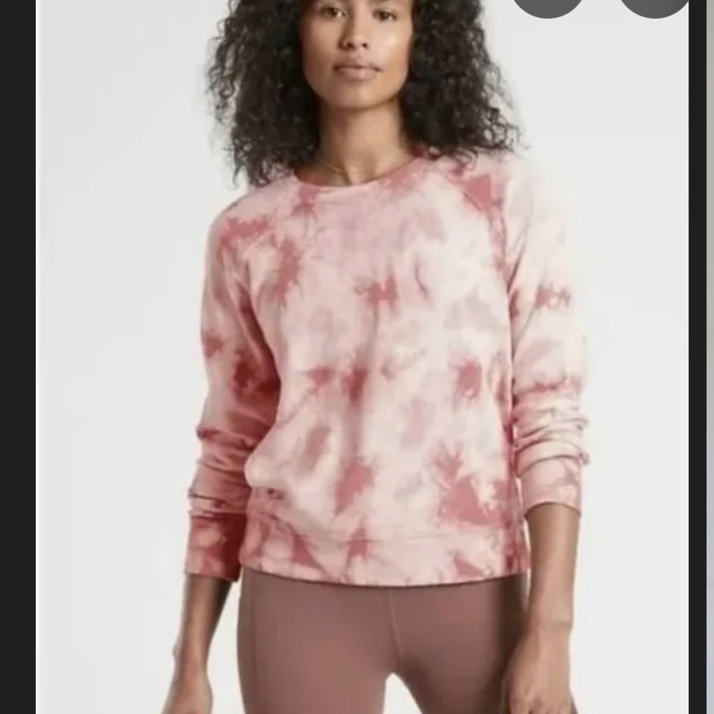 Athleta Sweatshirt Palermo Pink Sundown Tie-Dye Crew Neck Sweatshirt